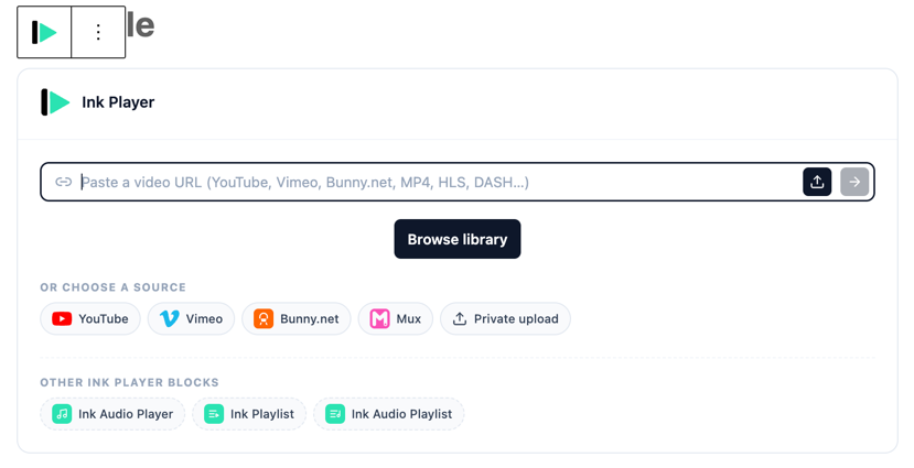 Choosing a source type when adding media