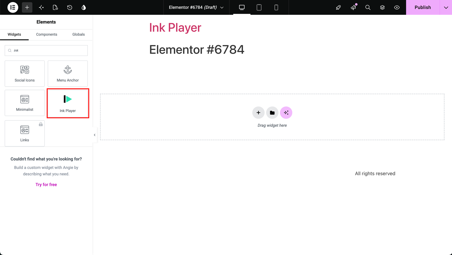 The Ink Player Elementor widget